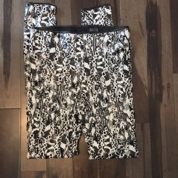 H&M Premier Sequin Black White Legging 6 EUC - Picture 7 of 10